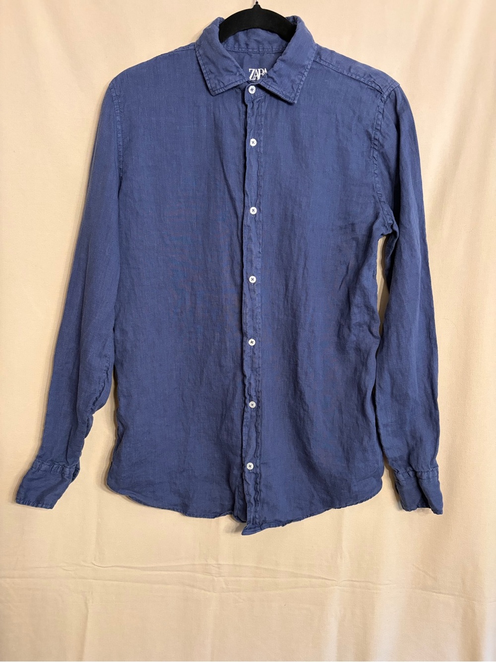 Zara Women’s Blue 100% Linen Button-Up Shirt